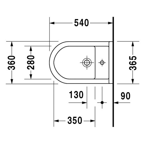 Immagine di Duravit STARCK 3 bidet sospeso monoforo, con troppopieno, con bordo per rubinetteria, colore bianco 2230150000
