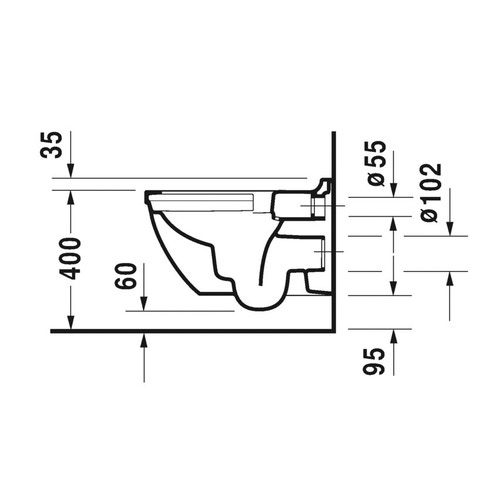 Immagine di Duravit STARCK 3 vaso sospeso Rimless® a cacciata, senza brida, senza sedile, fabbisogno di acqua di risciacquo 4,5 l, UWL classe 1, HygieneGlaze, colore bianco 2527092000