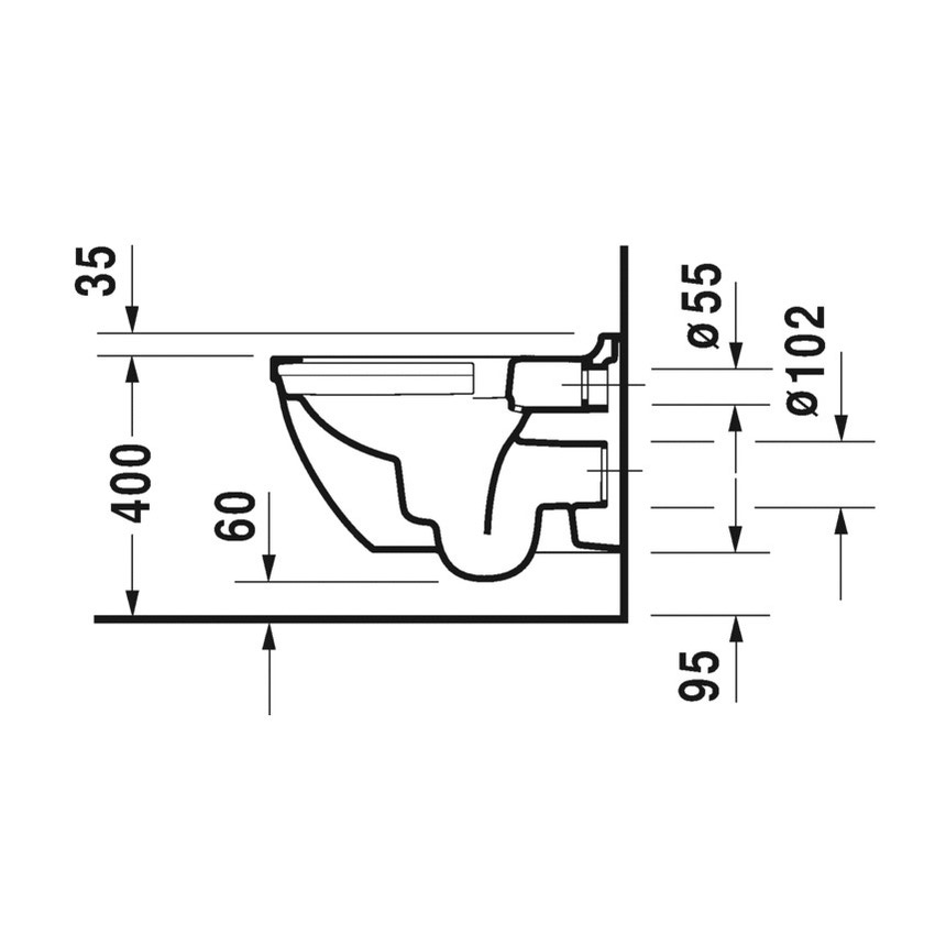 Immagine di Duravit STARCK 3 vaso sospeso Rimless® a cacciata, senza brida, senza sedile, fabbisogno di acqua di risciacquo 4,5 l, UWL classe 1, HygieneGlaze, colore bianco 2527092000