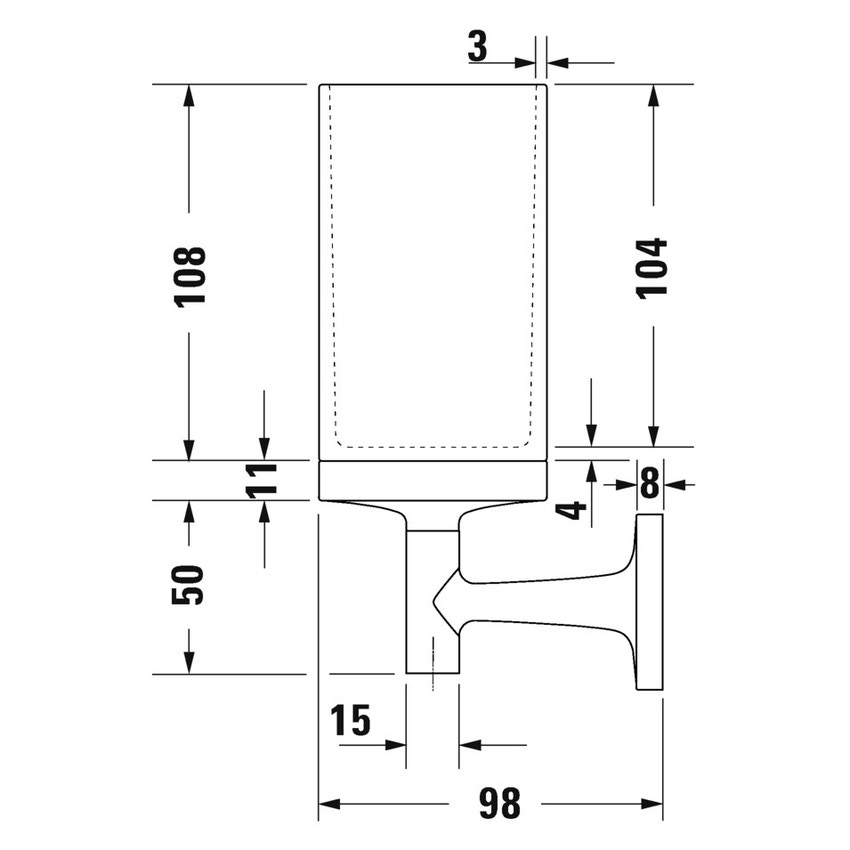 Immagine di Duravit STARCK T portabicchiere per installazione a parete, vetro satinato, finitura cromo 0099311000