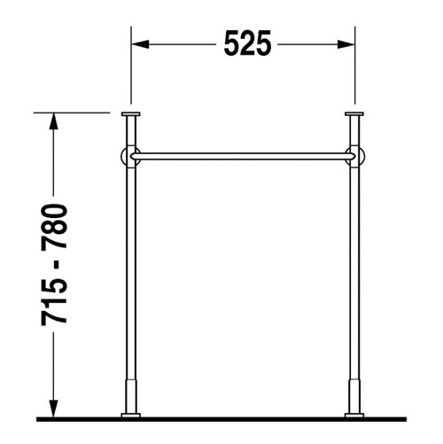 Immagine di Duravit VERO sostegno metallico 52.5, regolabile in altezza, finitura cromo 0030631000