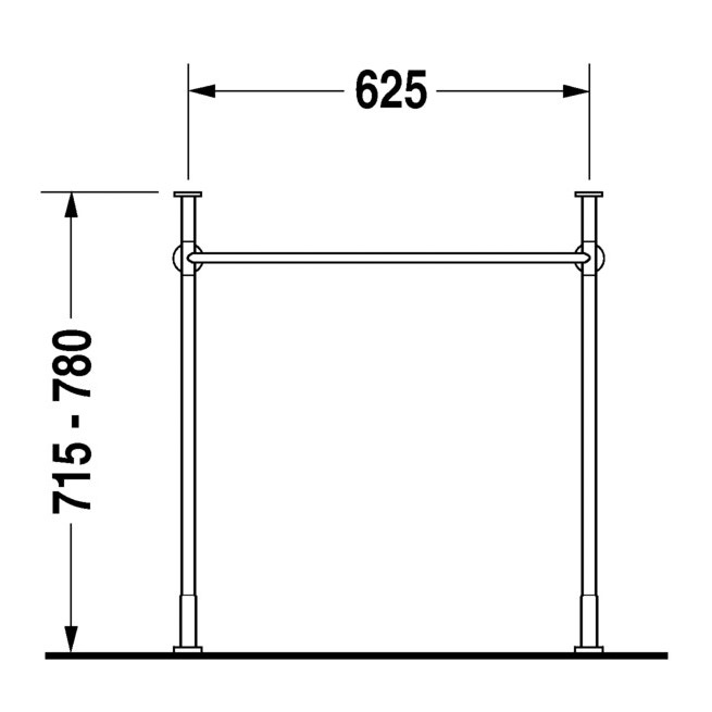 Immagine di Duravit VERO sostegno metallico 62.5, regolabile in altezza, finitura cromo 0030751000