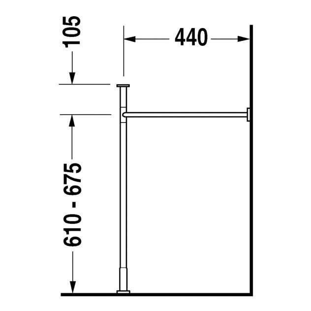 Immagine di Duravit VERO sostegno metallico 120 cm, regolabile in altezza, finitura cromo 0030731000