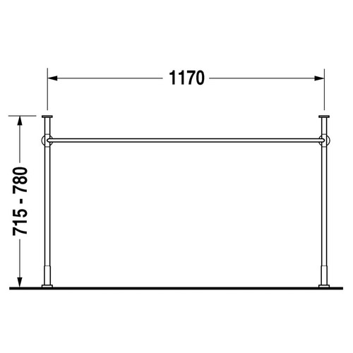 Immagine di Duravit VERO sostegno metallico 120 cm, regolabile in altezza, finitura cromo 0030731000