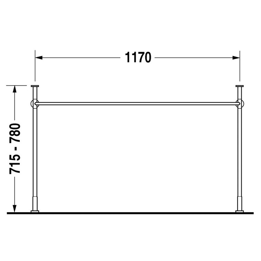 Immagine di Duravit VERO sostegno metallico 120 cm, regolabile in altezza, finitura cromo 0030731000