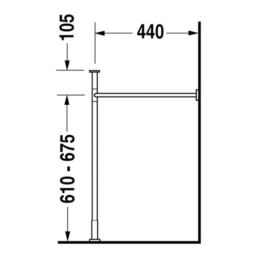 Immagine di Duravit VERO sostegno metallico 120 cm, regolabile in altezza, finitura cromo 0030731000