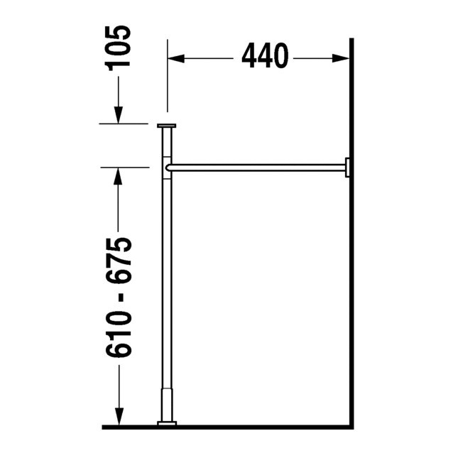 Immagine di Duravit VERO sostegno metallico 120 cm, regolabile in altezza, finitura cromo 0030731000