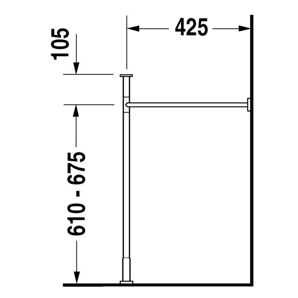 Immagine di Duravit VERO sostegno metallico 112.5 cm, regolabile in altezza, finitura cromo 0030741000