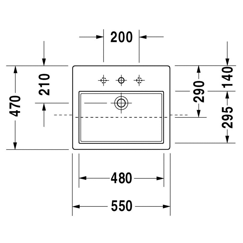 Immagine di Duravit VERO lavabo semincasso 55 cm, monoforo, con troppopieno, colore bianco 0314550000