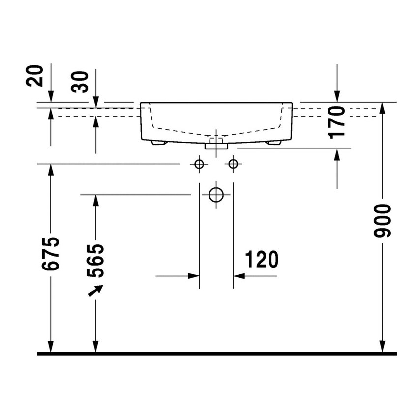Immagine di Duravit VERO lavabo semincasso 55 cm, monoforo, con troppopieno, colore bianco 0314550000