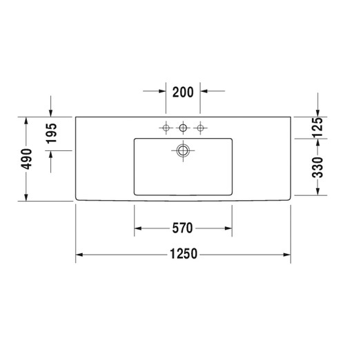 Immagine di Duravit VERO lavabo consolle 125 cm, monoforo, con troppopieno, colore bianco 0329120000