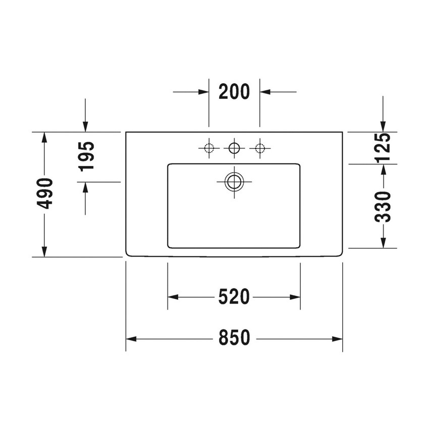 Immagine di Duravit VERO lavabo consolle 85 cm, monoforo, con troppopieno, colore bianco 0329850000