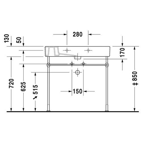 Immagine di Duravit VERO lavabo consolle 85 cm, monoforo, con troppopieno, colore bianco 0329850000