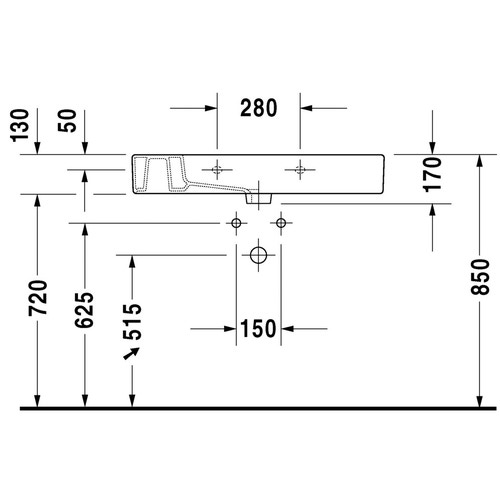 Immagine di Duravit VERO lavabo consolle 85 cm, monoforo, con troppopieno, colore bianco 0329850000