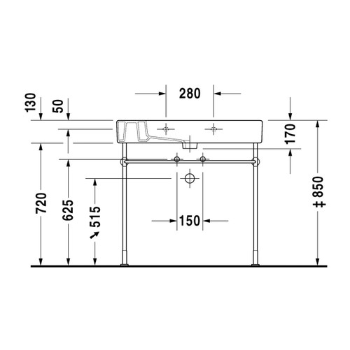 Immagine di Duravit VERO lavabo consolle 85 cm, monoforo, con troppopieno, WonderGliss, colore bianco 03298500001