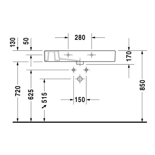 Immagine di Duravit VERO lavabo consolle 85 cm, monoforo, con troppopieno, WonderGliss, colore bianco 03298500001