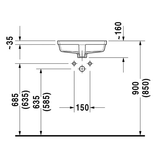 Immagine di Duravit VERO lavabo da incasso 43 cm, senza foro, per incasso sottopiano, con troppopieno, colore bianco 0330430000