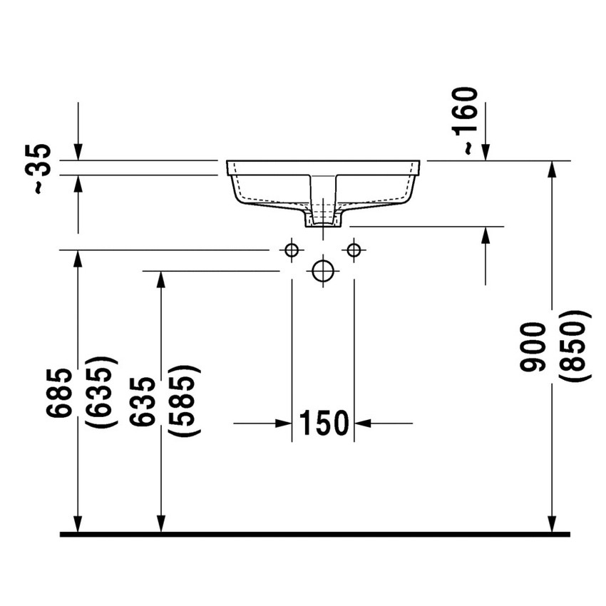 Immagine di Duravit VERO lavabo da incasso 43 cm, senza foro, per incasso sottopiano, con troppopieno, colore bianco 0330430000