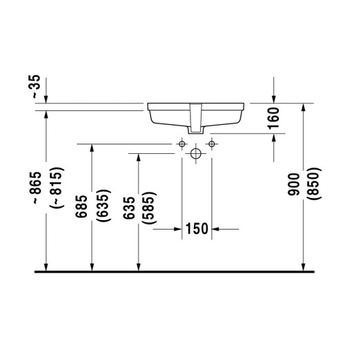 Immagine di Duravit VERO lavabo da incasso 48,5 cm, senza foro, per incasso sottopiano, con troppopieno, colore bianco 0330480000