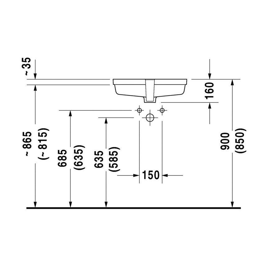 Immagine di Duravit VERO lavabo da incasso 48,5 cm, senza foro, per incasso sottopiano, con troppopieno, colore bianco 0330480000