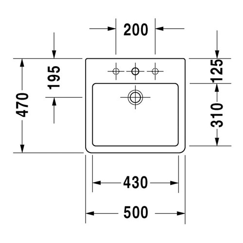 Immagine di Duravit VERO bacinella da appoggio soprapiano 50 cm, monoforo, con rettifica e con troppopieno, colore bianco 0452500000