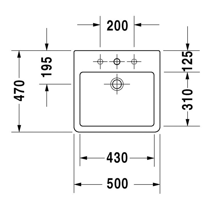Immagine di Duravit VERO bacinella da appoggio soprapiano 50 cm, monoforo, con rettifica e con troppopieno, colore bianco 0452500000