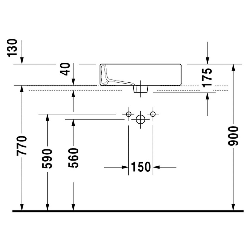 Immagine di Duravit VERO bacinella da appoggio soprapiano 50 cm, monoforo, con rettifica e con troppopieno, colore bianco 0452500000