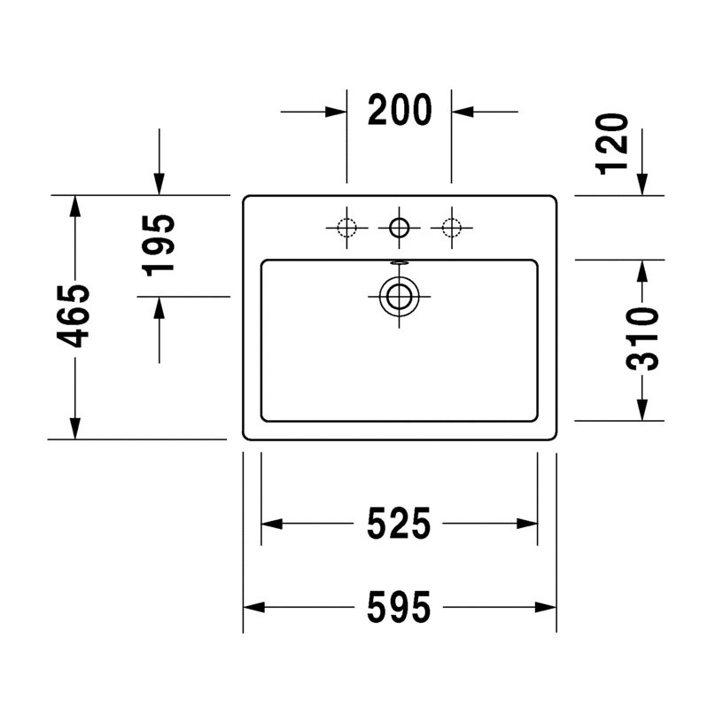 Immagine di Duravit VERO bacinella da appoggio soprapiano 59.5 cm, monoforo, con rettifica e con troppopieno, colore bianco 0452600000