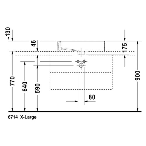 Immagine di Duravit VERO bacinella da appoggio soprapiano 59.5 cm, monoforo, con rettifica e con troppopieno, colore bianco 0452600000