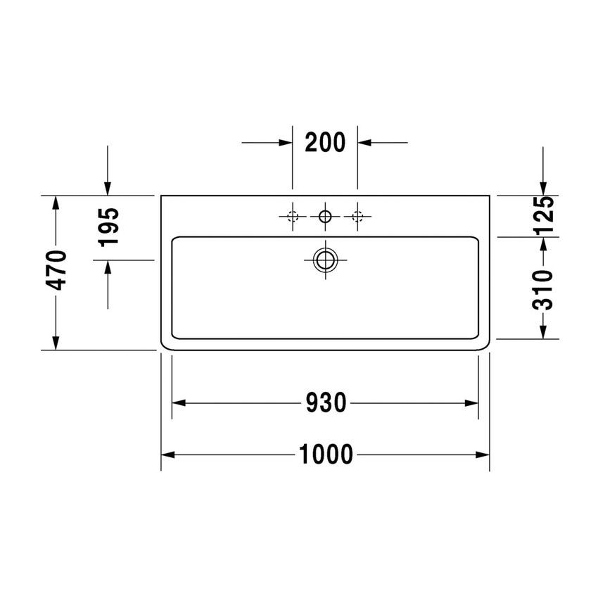 Immagine di Duravit VERO lavabo consolle 100 cm, monoforo, con troppopieno, colore bianco 0454100000