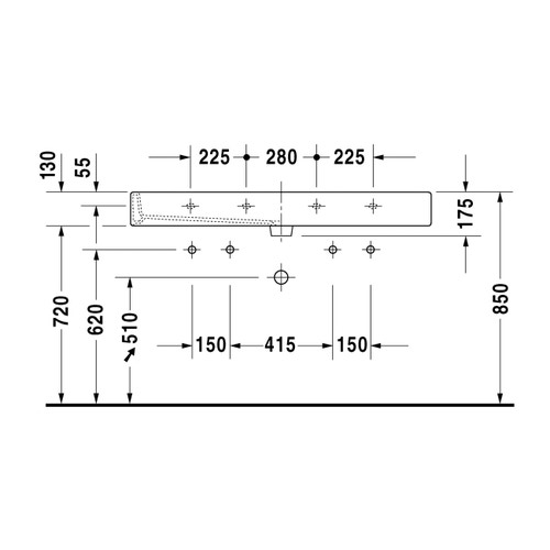 Immagine di Duravit VERO lavabo consolle 120 cm, con due fori per due rubinetterie monocomando, con troppopieno, colore bianco 0454120024