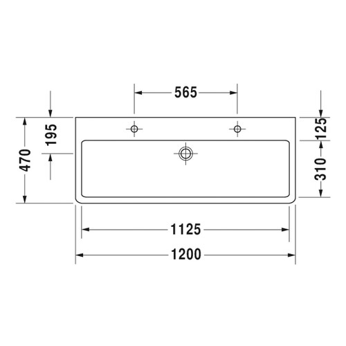 Immagine di Duravit VERO lavabo rettificato 120 cm, con due fori per due rubinetterie monocomando, con troppopieno, colore bianco 0454120026