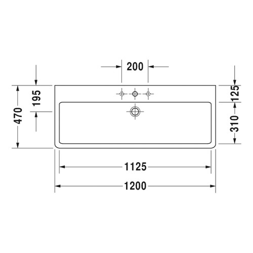 Immagine di Duravit VERO lavabo rettificato 120 cm, monoforo, con troppopieno, colore bianco 0454120027