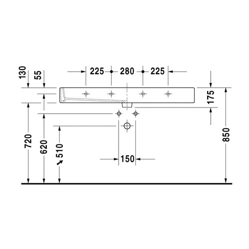 Immagine di Duravit VERO lavabo rettificato 120 cm, monoforo, con troppopieno, colore bianco 0454120027