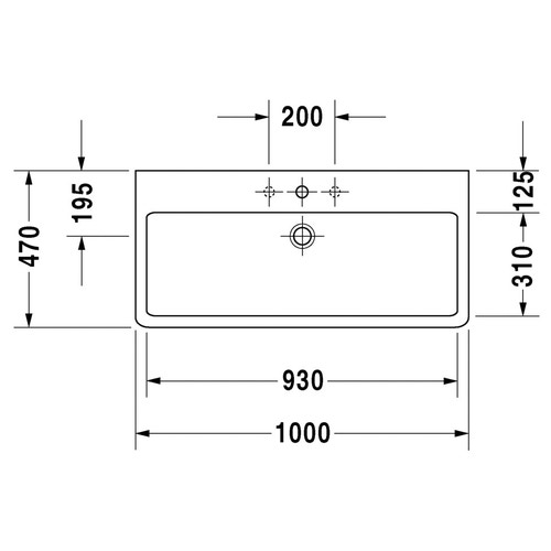 Immagine di Duravit VERO lavabo rettificato 100 cm, monoforo, con troppopieno, WonderGliss, colore bianco 04541000271