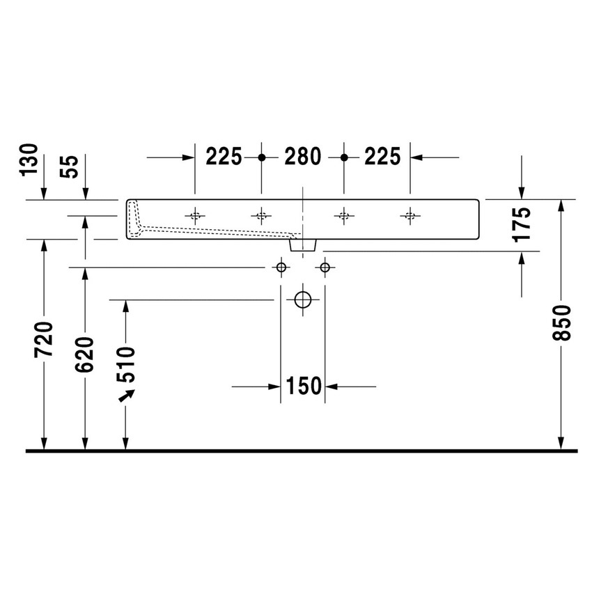 Immagine di Duravit VERO lavabo rettificato 100 cm, monoforo, con troppopieno, WonderGliss, colore bianco 04541000271
