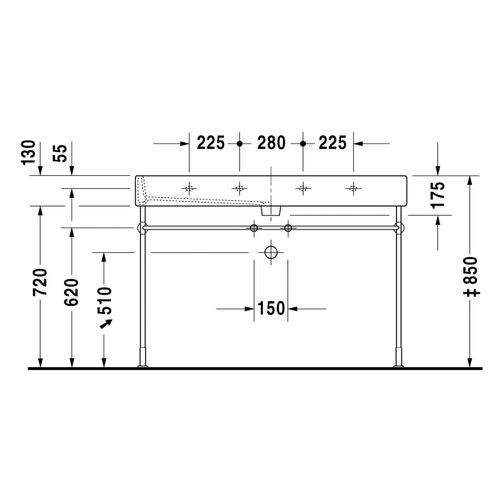 Immagine di Duravit VERO lavabo rettificato 100 cm, monoforo, con troppopieno, WonderGliss, colore bianco 04541000271
