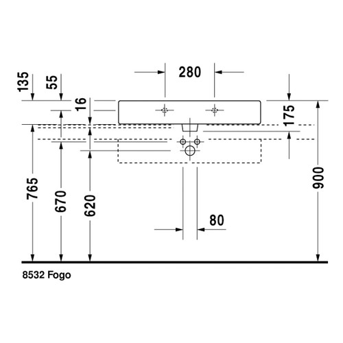 Immagine di Duravit VERO lavabo consolle 80 cm, monoforo, con troppopieno, colore bianco 0454800000
