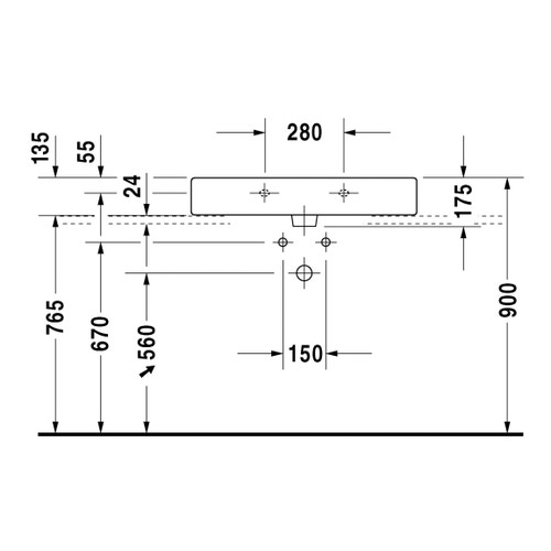 Immagine di Duravit VERO lavabo consolle 80 cm, monoforo, con troppopieno, WonderGliss, colore bianco 04548000001