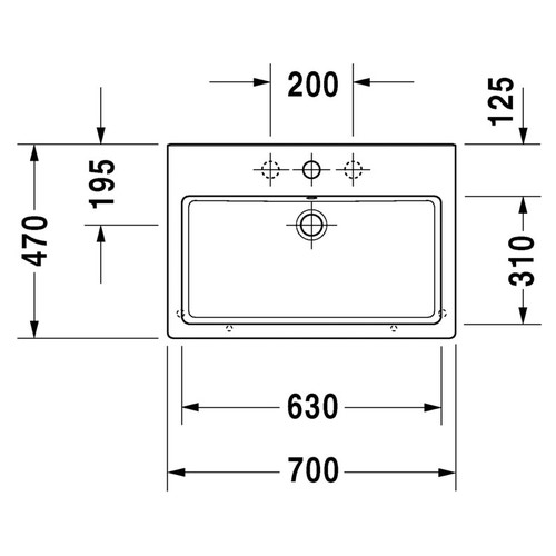 Immagine di Duravit VERO lavabo consolle 70 cm, monoforo, con troppopieno, colore bianco 0454700000