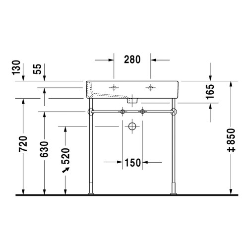 Immagine di Duravit VERO lavabo consolle 70 cm, monoforo, con troppopieno, WonderGliss, colore bianco 04547000001
