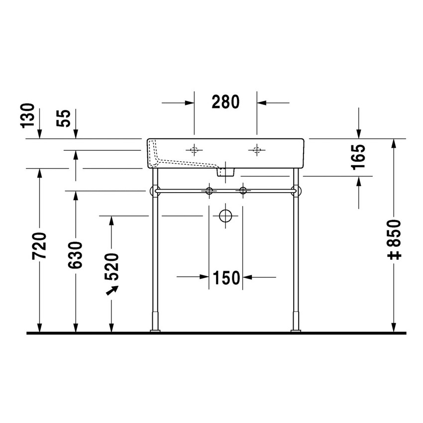 Immagine di Duravit VERO lavabo consolle 70 cm, monoforo, con troppopieno, WonderGliss, colore bianco 04547000001