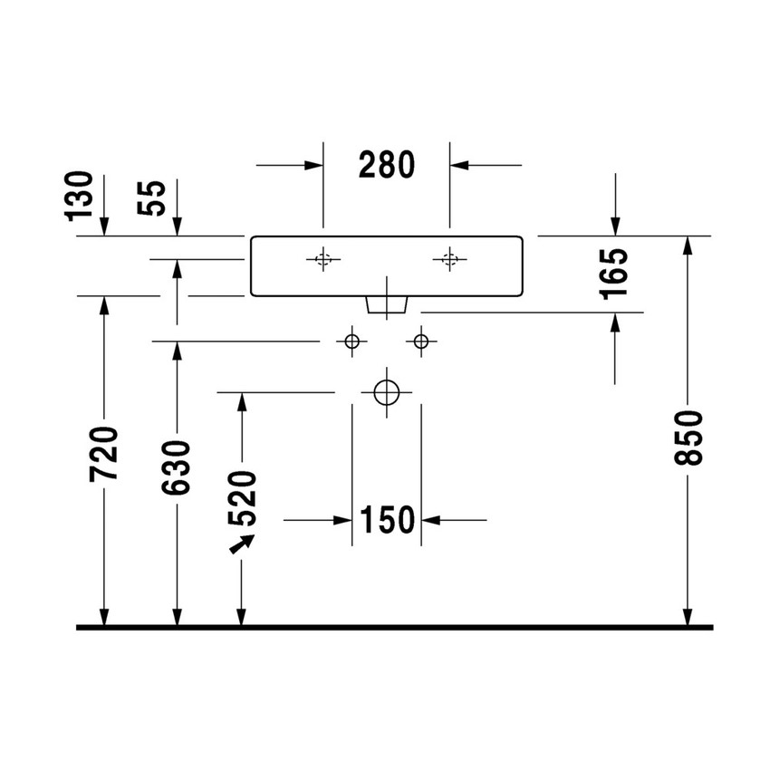 Immagine di Duravit VERO lavabo consolle 60 cm, monoforo, con troppopieno, colore bianco 0454600000