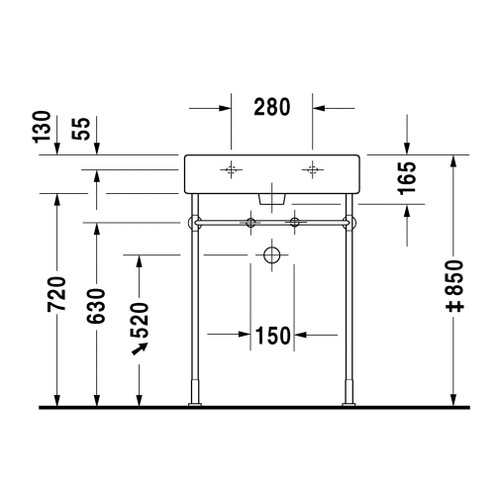 Immagine di Duravit VERO lavabo consolle 60 cm, monoforo, con troppopieno, colore bianco 0454600000