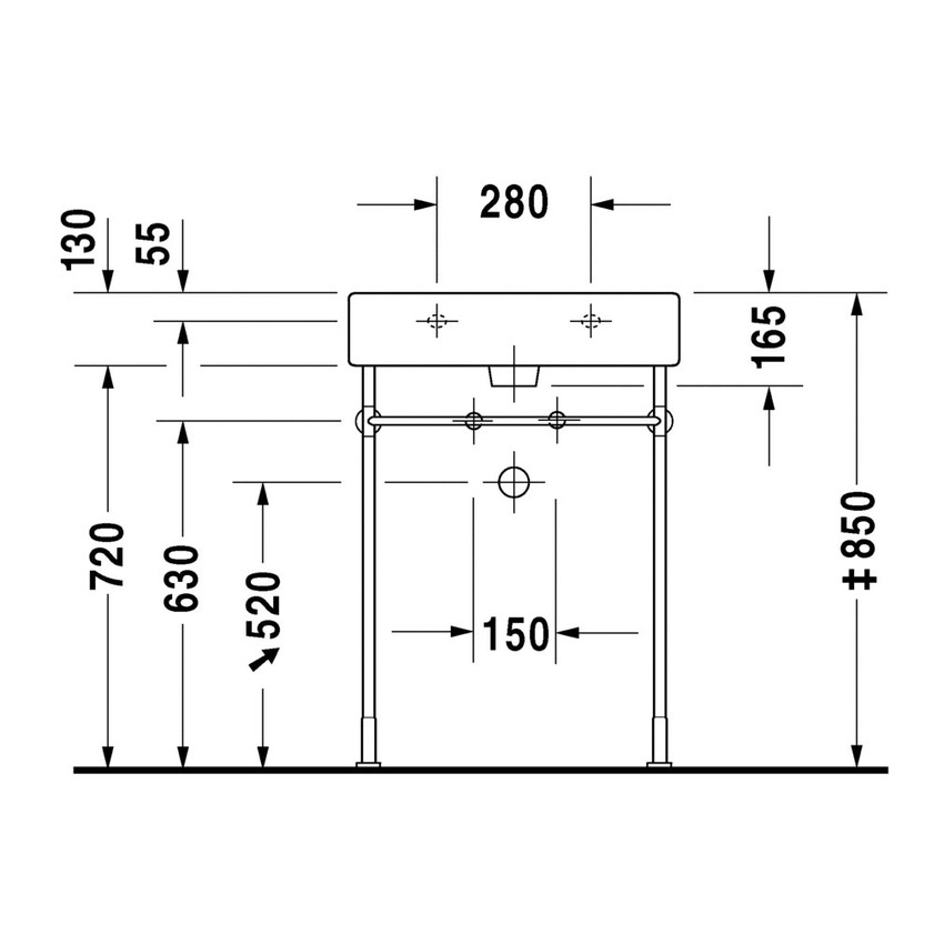 Immagine di Duravit VERO lavabo consolle 60 cm, monoforo, con troppopieno, colore bianco 0454600000