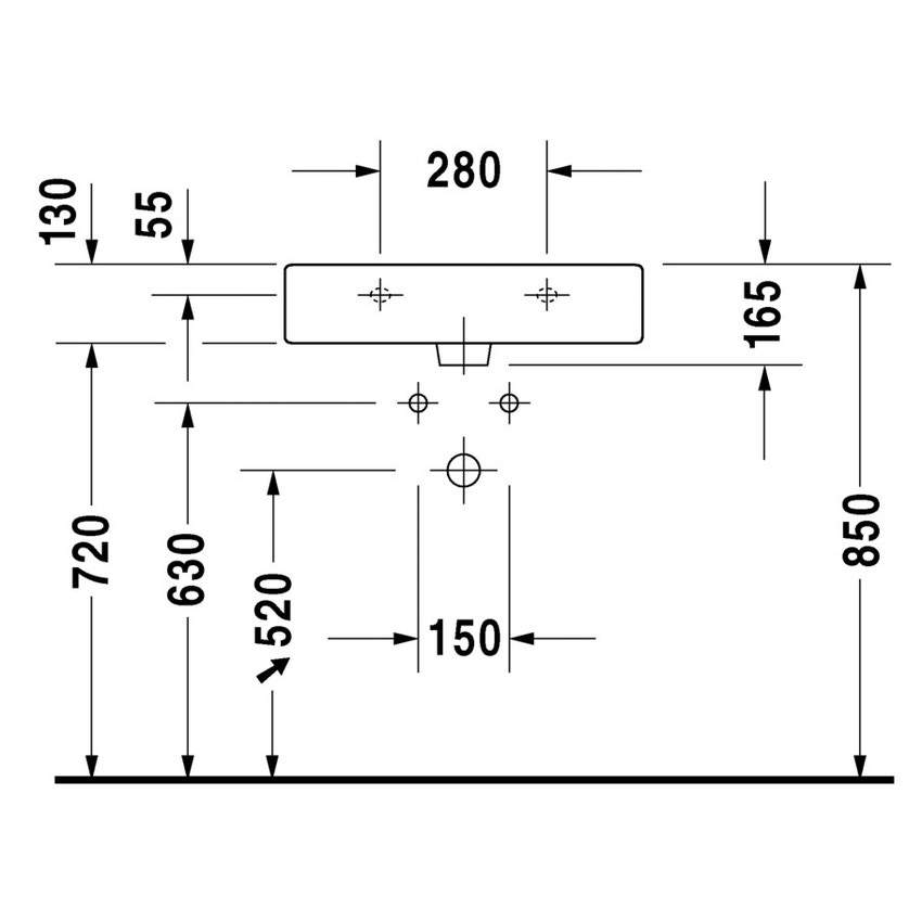 Immagine di Duravit VERO lavabo consolle 60 cm, monoforo, con troppopieno, WonderGliss, colore bianco 04546000001