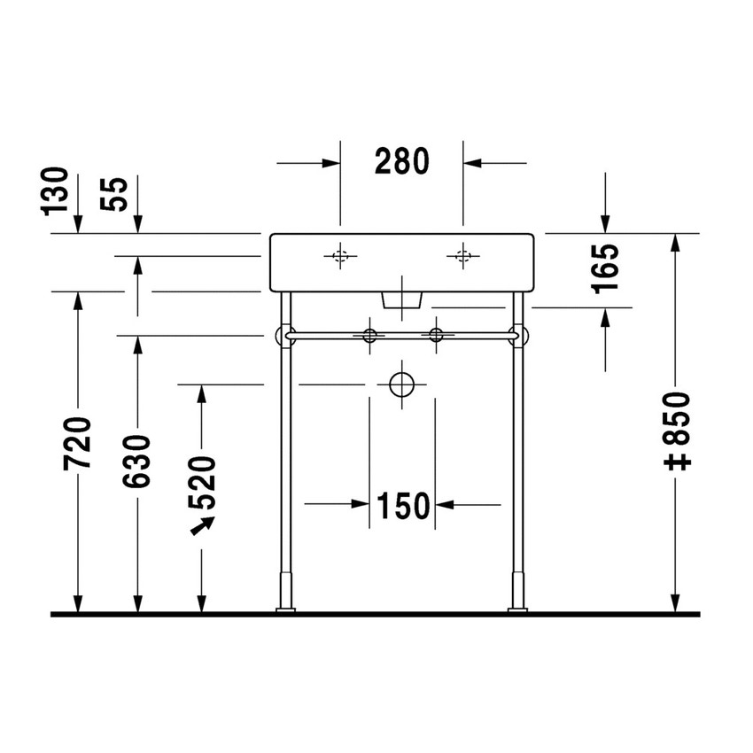 Immagine di Duravit VERO lavabo consolle 60 cm, monoforo, con troppopieno, WonderGliss, colore bianco 04546000001