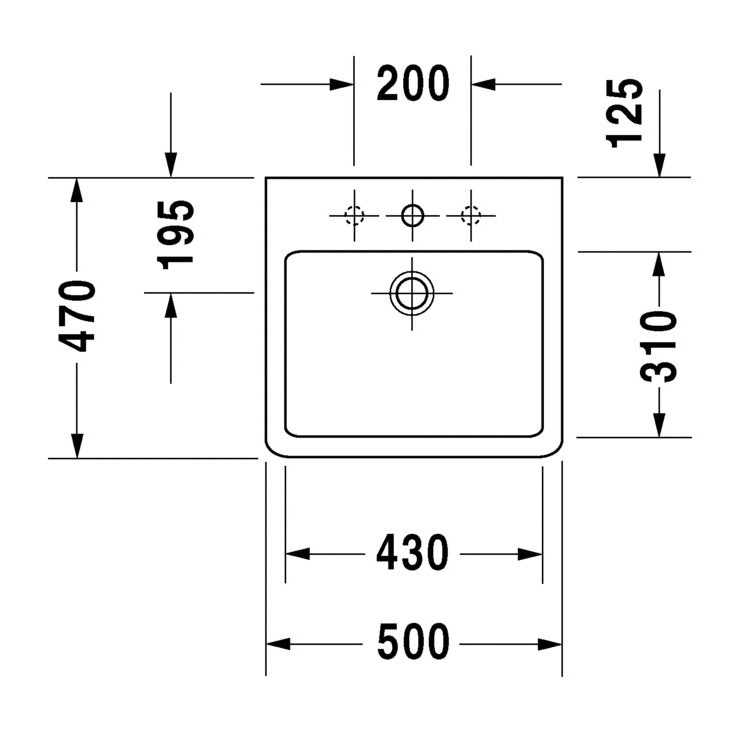 Immagine di Duravit VERO lavabo consolle 50 cm, monoforo, con troppopieno, colore bianco 0454500000
