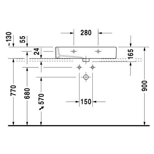 Immagine di Duravit VERO lavabo rettificato 70 cm, monoforo, con troppopieno, colore bianco 0454700027