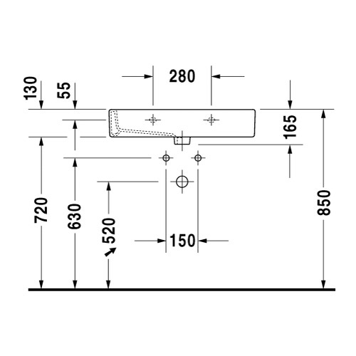 Immagine di Duravit VERO lavabo rettificato 70 cm, monoforo, con troppopieno, colore bianco 0454700027